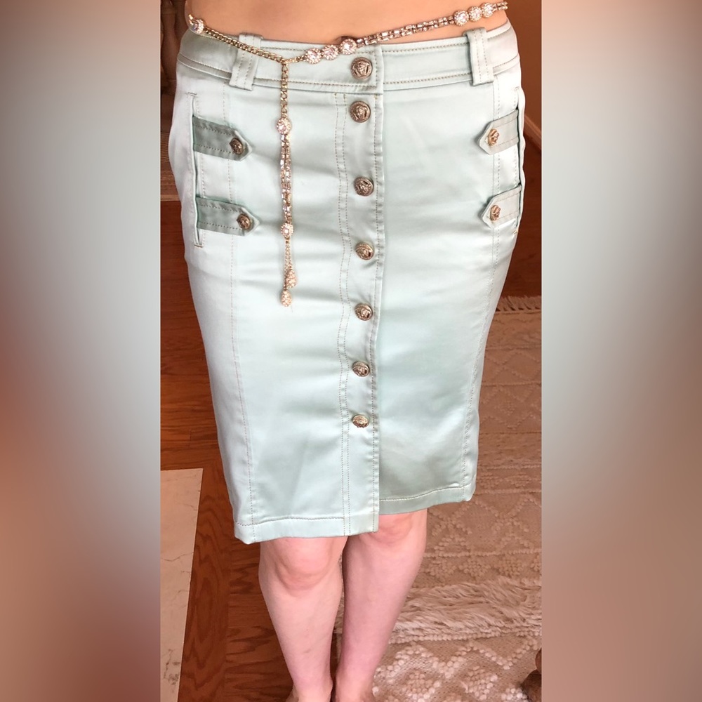 Versace silk vintage pencil skirt with gold buttons size 40 (small 2-4) STUNNING
